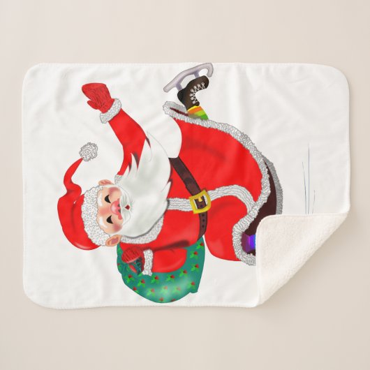 Kerstman met Gift Kerstmis Sherpa Deken (Voorkant (horizontaal))