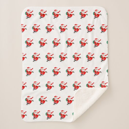 Kerstman met Gift Sherpa Blanket Kerstmis Deken (Voorkant)
