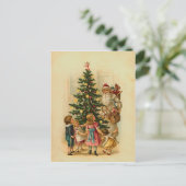 Kerstman met giften - vintage Kerstmiswenskaart Feestdagenkaart (Staand voorkant)