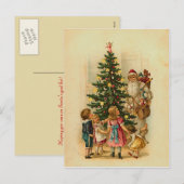 Kerstman met giften - vintage Kerstmiswenskaart Feestdagenkaart (Voorkant / Achterkant)