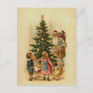 Kerstman met giften - vintage Kerstmiswenskaart Feestdagenkaart