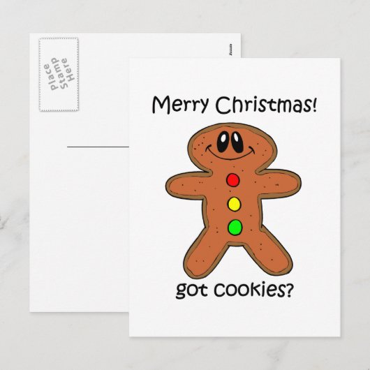 kerstman met gingerbrood feestdagenkaart (Voorkant / Achterkant)