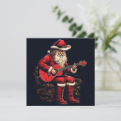 kerstman met gitaar feestdagenkaart (Staand voorkant)