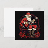 kerstman met gitaar spelend feestdagenkaart (Voorkant / Achterkant)