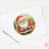 Kerstman met glimlach Feestelijke Sticker (Envelop)