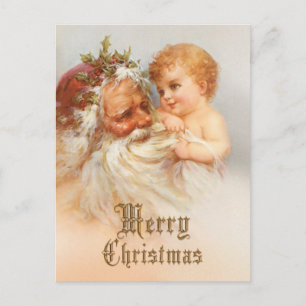 kerstman met glimlachend kind feestdagenkaart