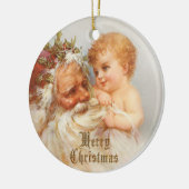 kerstman met glimlachend kind keramisch ornament (Links)