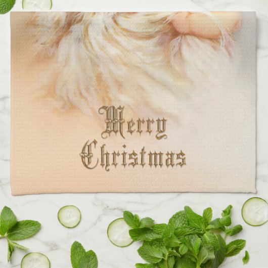  kerstman met glimlachend kind theedoek (Gevouwen)