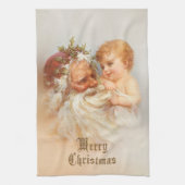  kerstman met glimlachend kind theedoek (Verticaal)