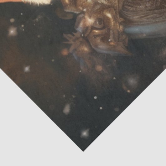 Kerstman met gloeiende kerstbal Tissuepapier (Detail)