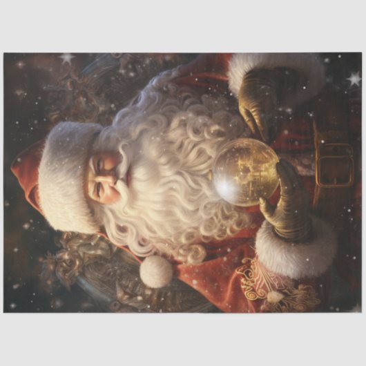  Kerstman met gloeiende kerstbal Tissuepapier (Voorkant)