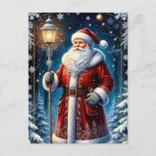 Kerstman met gloeiende lantaarn Kerstmis Briefkaart