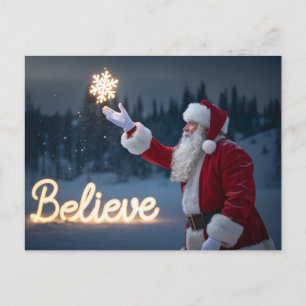 Kerstman met gloeiende sneeuwvlok briefkaart