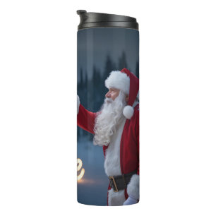Kerstman met gloeiende sneeuwvlok thermosbeker