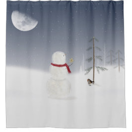 kerstman met Gold Star Douchegordijn