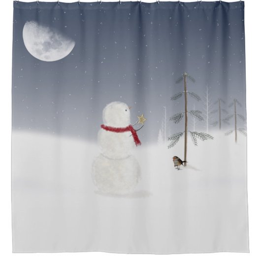 kerstman met Gold Star Douchegordijn (Voorkant)