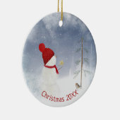 kerstman met Gold Star Keramisch Ornament (Rechts)