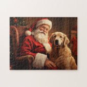 Kerstman met Golden Retriever Legpuzzel (Horizontaal)