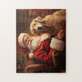 Kerstman met Golden Retriever Legpuzzel (Verticaal)