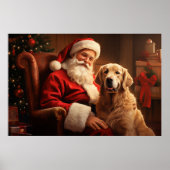 Kerstman met Golden Retriever Poster (Voorkant)