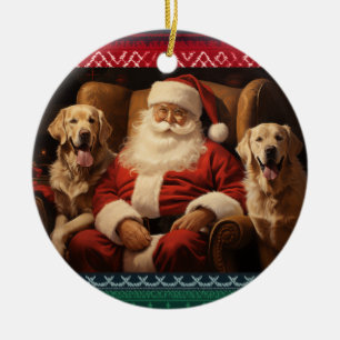 Kerstman met Golden Retrievers Keramisch Ornament