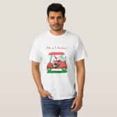 Kerstman met Golf Cart Merry Kerstmis T-Shirt (Voorkant volledig)
