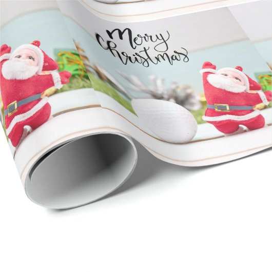 Kerstman met golfbal cadeaupapier (Rol Hoek)