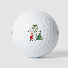 Kerstman met golfbal en kerstgolfer golfballen