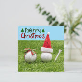 Kerstman met golfbal en kerstgolfer kaart (Staand voorkant)