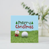 Kerstman met golfbal en kerstgolfer kaart (Staand voorkant)