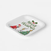 Kerstman met golfbal en kerstgolfer papieren bordje (Gebogen)