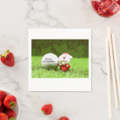 Kerstman met golfbal en kerstgolfer servet (Insitu)