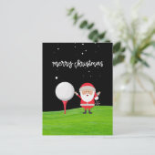 Kerstman met golfbal op t-shirt kerst briefkaart (Staand voorkant)