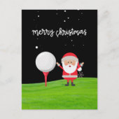 Kerstman met golfbal op t-shirt kerst briefkaart (Voorkant)