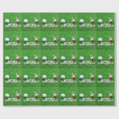 Kerstman met golfbal, pretkerst tot golfer cadeaupapier (Vlak)