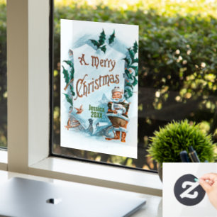  kerstman met gouden handschrift raamsticker
