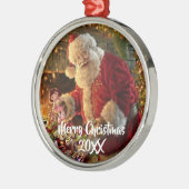  kerstman met gouden lampvoet metalen ornament (Links)