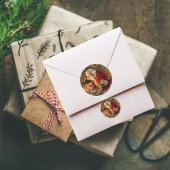 kerstman met gouden lampvoet ronde sticker