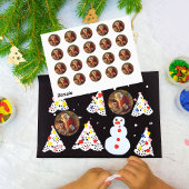 kerstman met gouden lampvoet ronde sticker