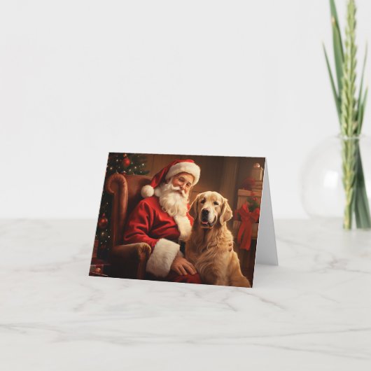 Kerstman met Goudhaard Feestdagen Kaart (Voorkant)