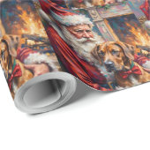 Kerstman met Great Dane Kerst Kunst Cadeaupapier (Rol Hoek)