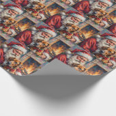 Kerstman met Great Dane Kerst Kunst Cadeaupapier (Hoek)