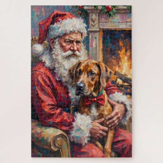 Kerstman met Great Dane Kerst Kunst Legpuzzel (Verticaal)