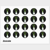 Kerstman met groene hoed ronde sticker (Vel)