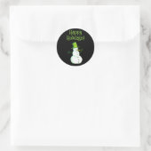 Kerstman met groene hoed ronde sticker (Tas)