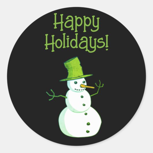 Kerstman met groene hoed ronde sticker (Voorkant)