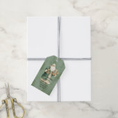 Kerstman met groene jas kerstcadeaus cadeaulabel (Met Touw)