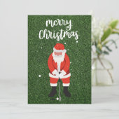 Kerstman met groene kerst en golfbal kaart (Staand voorkant)