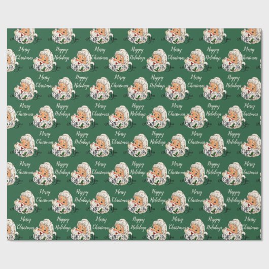  kerstman met groene kerstmis cadeaupapier (Vlak)