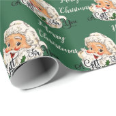  kerstman met groene kerstmis cadeaupapier (Rol Hoek)